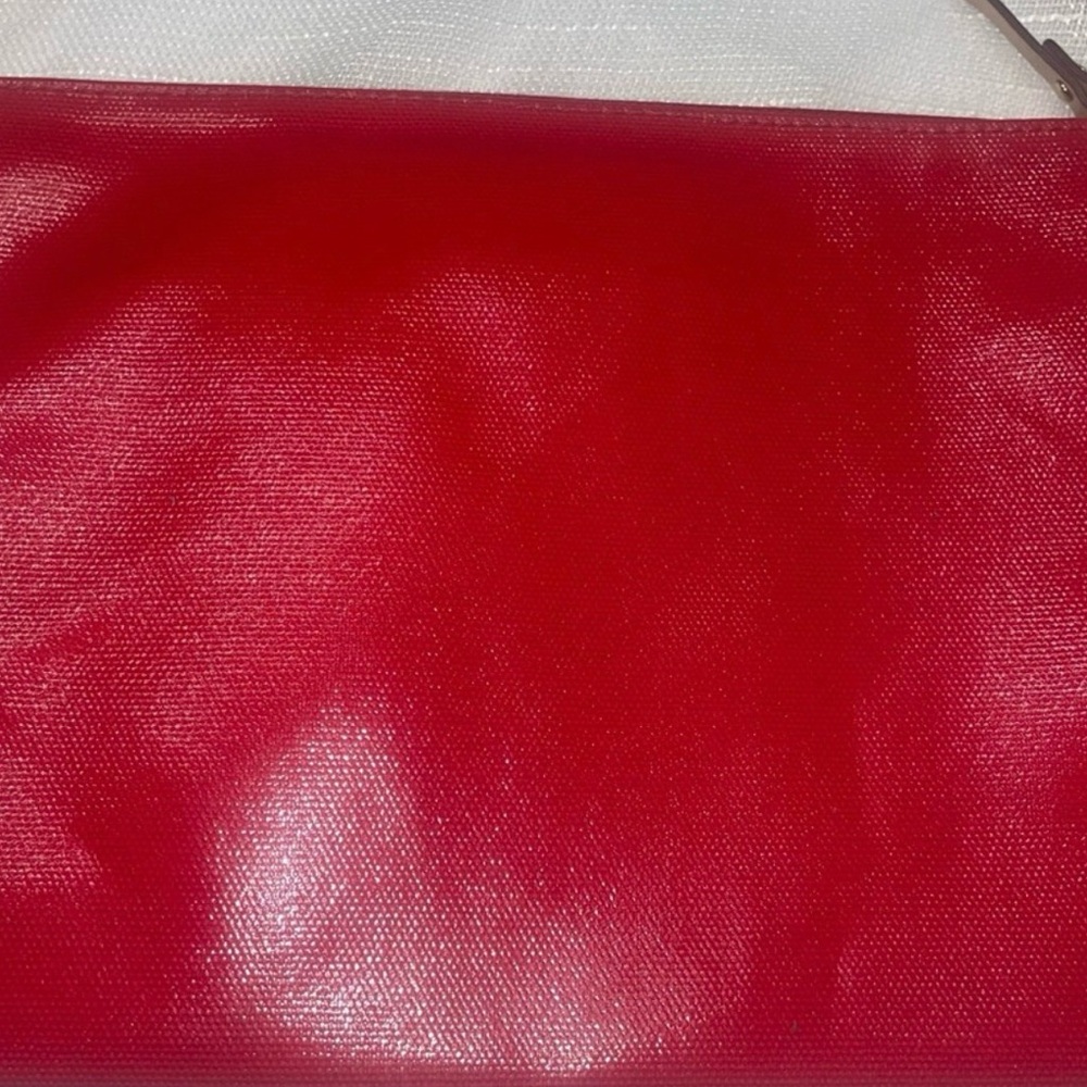 kate spade Red Patent Wristlet Clutch with Gold Logo Plaque - Picture 4 of 9